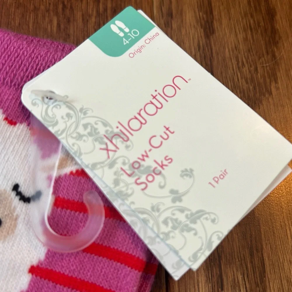 Xhilaration Pink and White Striped Llama Pizza Socks Size 4-10 New!!